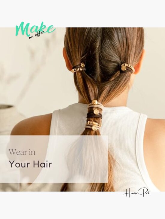 Boho Handmade Bracelet Hair Ties with Gold Accents - Set of 8 main image 5